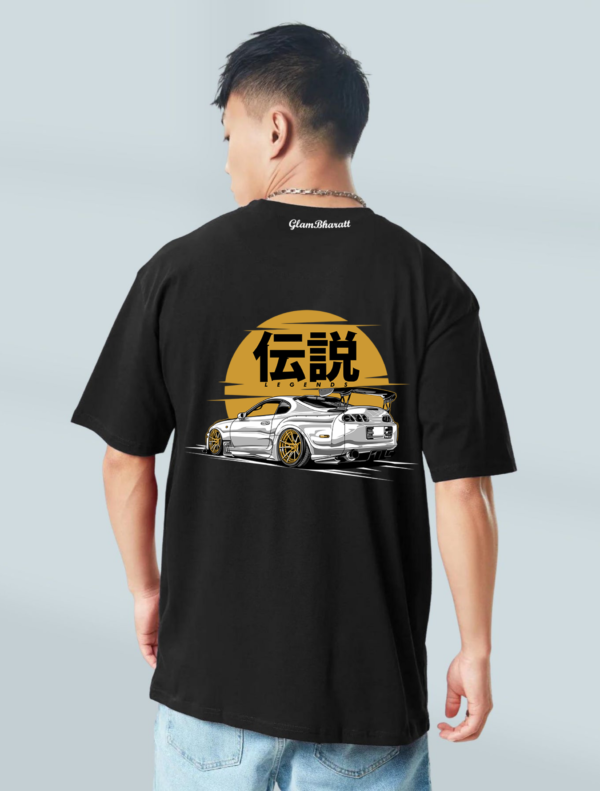 WHITE SPORTS CAR OVERSIZE T-SHIRT