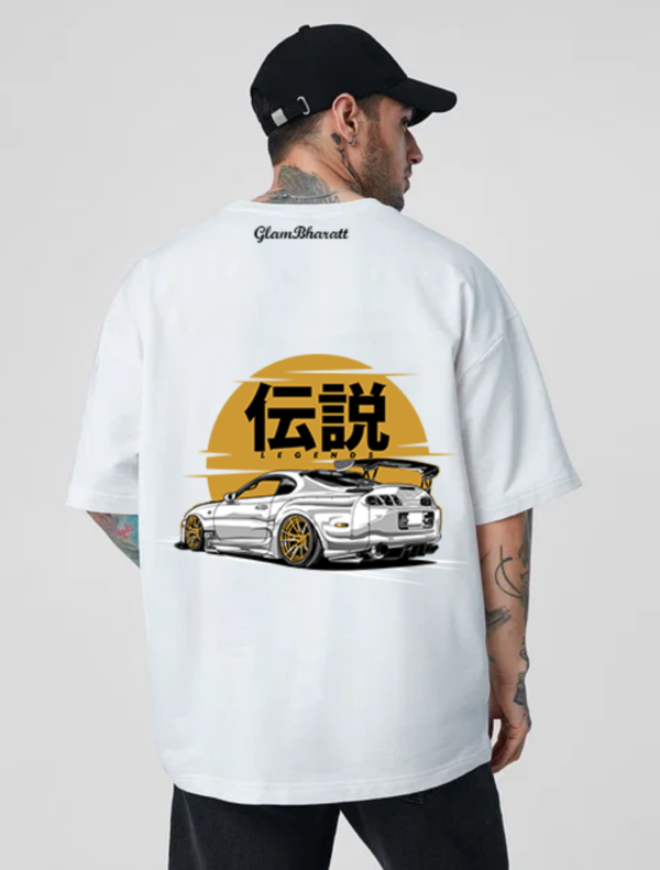 WHITE SPORTS CAR OVERSIZE T-SHIRT - Image 5